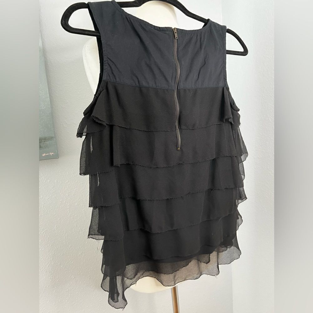 NWT Kas Designs raw hem ruffle top size small